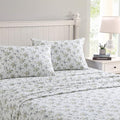 Laura Ashley - Flannel Sheets Queen Size, Anti-Pilling & Wrinkle Resistant Cotton, Touchably Soft for All-Season Comfort - Bed Sheets with Matching Pillowcases & Fitted Sheet (Le Fleur Cottage Blue)