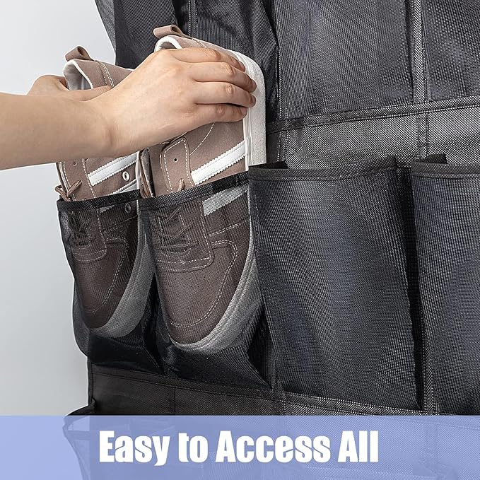 Tiblue Over The Door Shoe Organizers 35 Mesh Pockets Hanging Shoe Organizer Shoe Rack For Closet Entryway Bedroom Bathroom Pantry Shoe Holder, Men Sneakers, Women High Heeled Shoes, Flip Flops Black