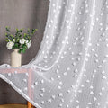 MYSKY HOME Pom Pom White Sheer Curtains for Bedroom Girls Room Curtains for Nursery Kids Light Filtering Boho Window Drapes, Rod Pocket, 52 x 95 Inches, 2 Panels