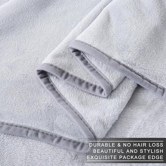 Polar Fleece Blankets Twin Size for The Bed Extra Soft Brush Fabric Super Warm Sofa Blanket 66" x 90"(Light Gray Twin)
