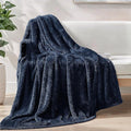 Exclusivo Mezcla Plush Fuzzy Fleece Throw Blanket Extra Large, Super Soft, Fluffy and Warm Blankets for Couch, Bed, Suitable for All Seasons (50x70 Inches, Navy Blue)