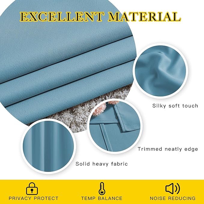 NICETOWN Teal Blue Curtains 96 inches Long, Grommet Thermal Insulated Blackout Curtains Privacy Window Treatments for Boys Room/Living Room, W46 x L96, 2 Panels