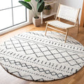 SAFAVIEH Arizona Shag Collection 6'7" Round Ivory/Black ASG741Z Moroccan Non-Shedding Entryway Foyer Living Room Bedroom Kitchen 1.2-inch Thick Area Rug