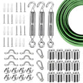 Globe String Light Suspension Kit, Outdoor Light Guide Wire, Vinyl Coated Stainless Steel Steel Cable，Include 100ft Transparent PVC and 304 Stainless Steel Wire Cable, Turnbuckle and Hooks