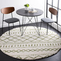SAFAVIEH Arizona Shag Collection Area Rug - 5'1" Round, Ivory & Green, Moroccan Design, Non-Shedding & Easy Care, 1.6-inch Thick, Ideal for The Living Room, Dining, Bedroom (ASG741Y)