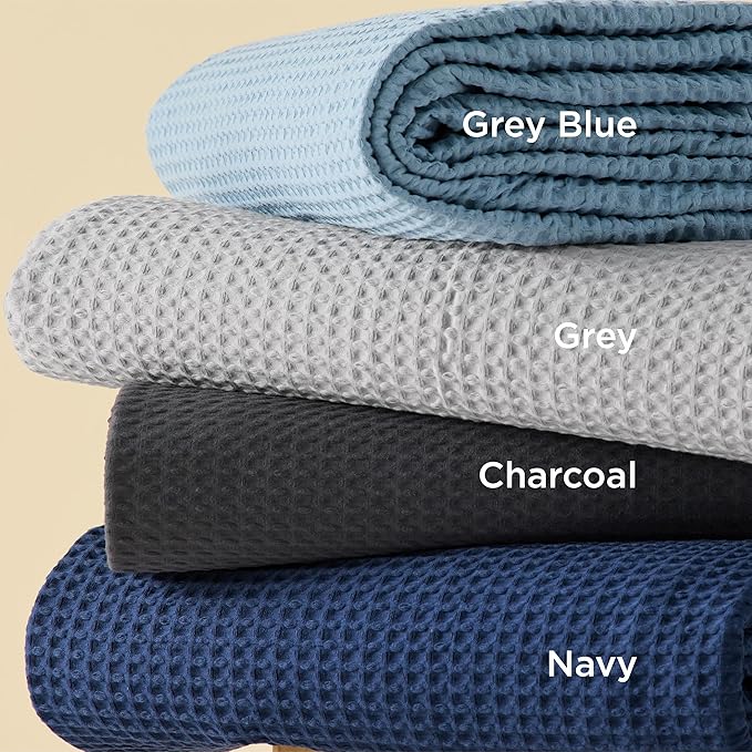 Bedsure Cotton Duvet Cover Full - 100% Cotton Waffle Weave Charcoal Duvet Cover Set, GentleSoft™ and Breathable Bedding Set for All Season, 3 Pieces, 80"x90"