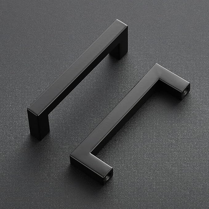 Ravinte 14 Pack 4 Inch Square Cabinet Handles Matte Black Drawer Pulls Kitchen Cabinet Hardware Cupboard Handles