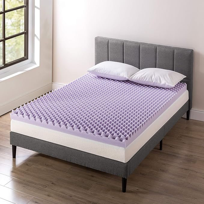 Best Price Mattress 4 Inch Egg Crate Memory Foam Mattress Topper with Soothing Lavender Infusion, CertiPUR-US Certified, Dorm Essentials, Twin XL