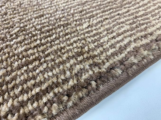 Custom Length Cut to Size Wide Width Carpet Runner Rug for Hallways, Slip Resistant Latex Rubber Backed, 31 inch Wide X Customized Length, Stripe Brown, 31 inch X 17 feet