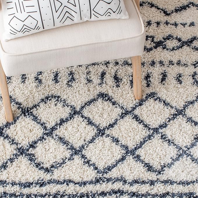 SAFAVIEH Arizona Shag Collection Area Rug - 6' x 8', Ivory & Slate, Non-Shedding & Easy Cleaning, Plush Thick Pile, Ideal for Living Room, Bedroom, Dining Space (ASG741M)
