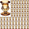 Foaincore 60 Pcs Candlestick Holders Bulk 2.5 Inch Taper Candle Holder for Table Centerpiece Thick Glass Ritual Candle Stand for Wedding Christmas Valentines Festival Party Decorations(Gold)