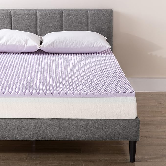 Best Price Mattress 1.5 Inch Egg Crate Memory Foam Mattress Topper with Soothing Lavender Infusion, CertiPUR-US Certified, Dorm Essentials, Queen