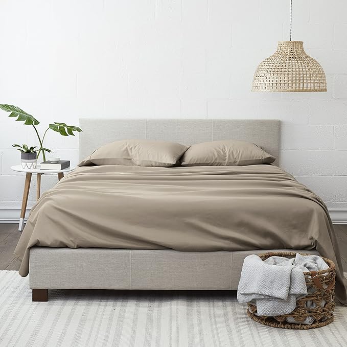 Linen Market Double-Brushed Microfiber California King Sheet Set 4 Piece – Oeko-TEX Certified Ultra Soft & Wrinkle-Free - 16" Deep Pocket Sheets Easy Care Cal-King Size - Taupe