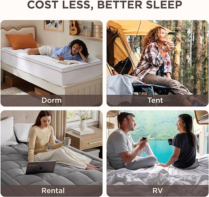 Bedsure Twin Mattress Topper - Pillow Top Mattress Pad Cover with Deep Pocket Fits up to 21 Inches, Plush Soft Bed Topper for Back Pain Relief, Overfilled with Down Alternative Filling, Grey