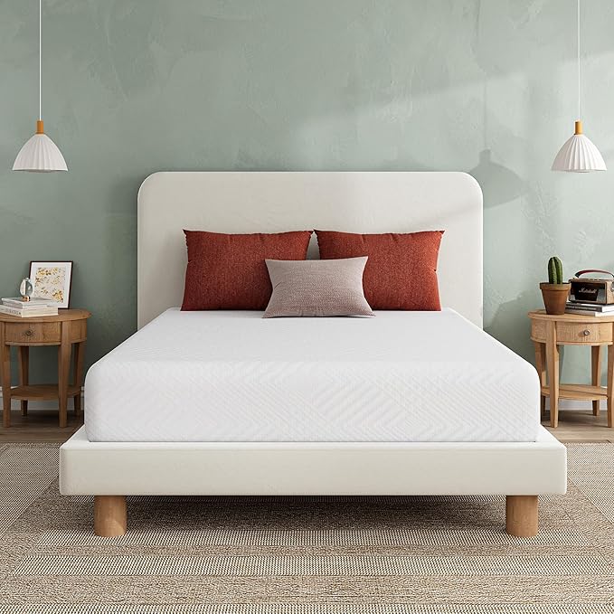 EGO 8 Inch Full Memory Foam Mattress - Green Tea & Cooling Gel, Medium Firm, CertiPUR-US Certified, Double Mattress, 54"x75", White