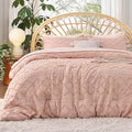 Bedsure Full Comforter Set - Coral Pink Comforter, Boho Tufted Shabby Chic Bedding for Kids, 3 Pieces Vintage Farmhouse Bed Set for All Seasons, Fluffy Soft Bedding with 2 Pillow Shams