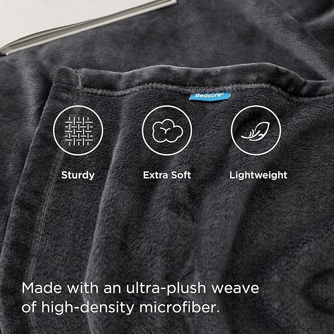 Bedsure GentleSoft Fleece Blanket California King Size Charcoal - Lightweight Plush Fuzzy Cozy Soft Bed Blankets, 102x96 inches