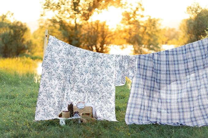 Laura Ashley - Flannel Sheets Twin Size, Anti-Pilling & Wrinkle Resistant Cotton, Touchably Soft for All-Season Comfort - Bed Sheets with Matching Pillowcase & Fitted Sheet (Vanessa Blue)