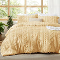 Bedsure Tufted Boho Comforter Set California King - Yellow Boho Bed Set, GentleSoft™ 3 Pieces Farmhouse Shabby Chic Embroidery Bedding, Gifts for Woman, Soft Jacquard Comforter for All Seasons