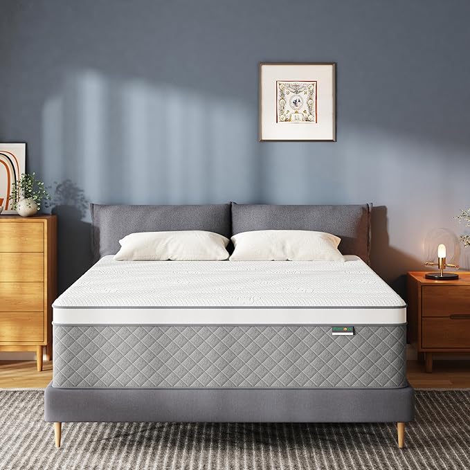 PurrJoys 14 Inch Full Mattress, Cooling-Gel Memory Foam and Pocket Spring Hybrid Mattress, Full Bed Mattress in a Box, CertiPUR-US Certified, Medium Firm