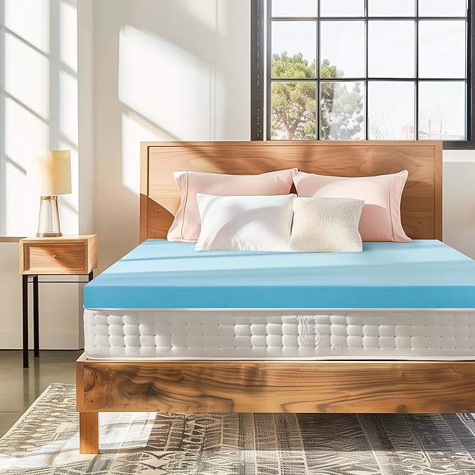 Subrtex Mattress Topper, Memory Foam Mattress Topper, Gel-Infused Memory Foam Topper for Side Stomach Sleepers, Breathable Bed Toppers (3 Inch, King)