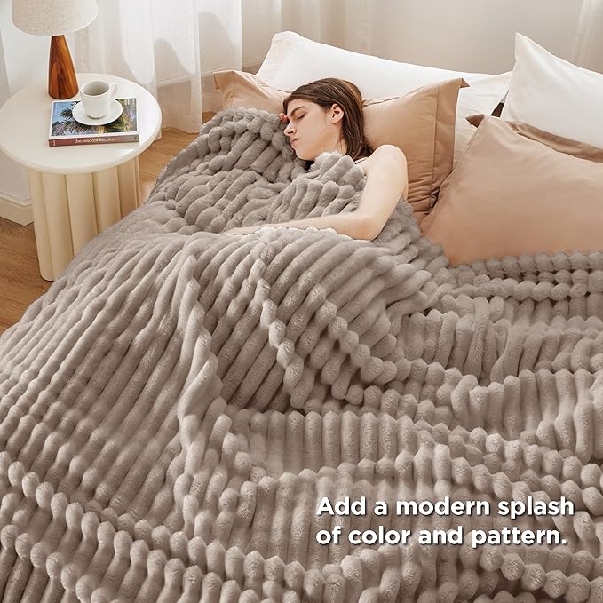 Bedsure GentleSoft Mocha Meringue California King Size Blanket for Couch - Cozy Soft Blankets for Women, Cute Small Fleece Throws for Girls, Birthday Gifts for Women, 102x96 Inches