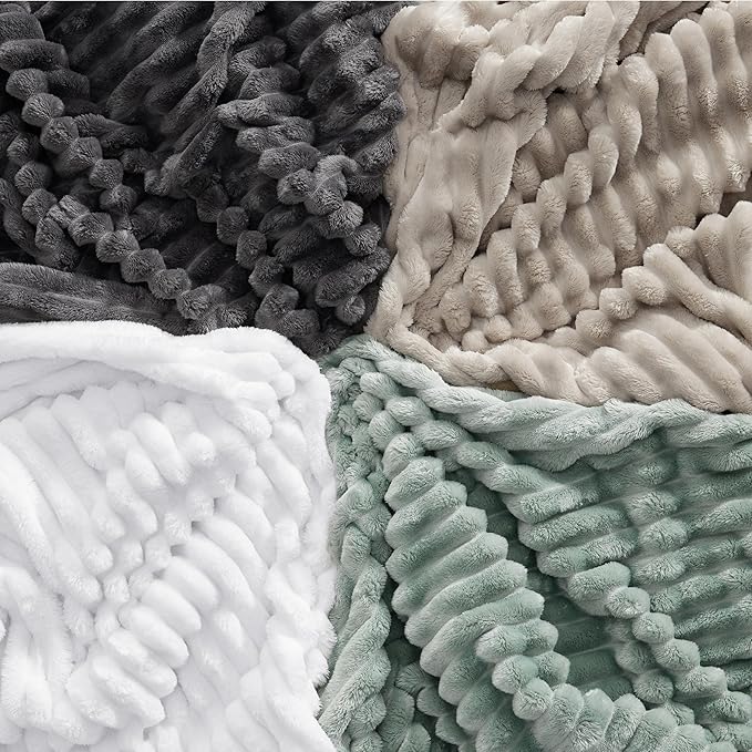 Bedsure GentleSoft White Fleece Blanket for Couch - Cozy Soft Blankets for Women, Cute Small Throws for Girls, 50x70 Inches