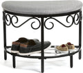 Mango Steam Half Moon Shoe Bench - Vanity Seat/Dressing Stool/Makeup Chair - Heather Gray