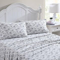 Laura Ashley - Flannel Sheets Twin Size, Anti-Pilling & Wrinkle Resistant Cotton, Touchably Soft for All-Season Comfort - Bed Sheets with Matching Pillowcase & Fitted Sheet (Faye Toile Black)