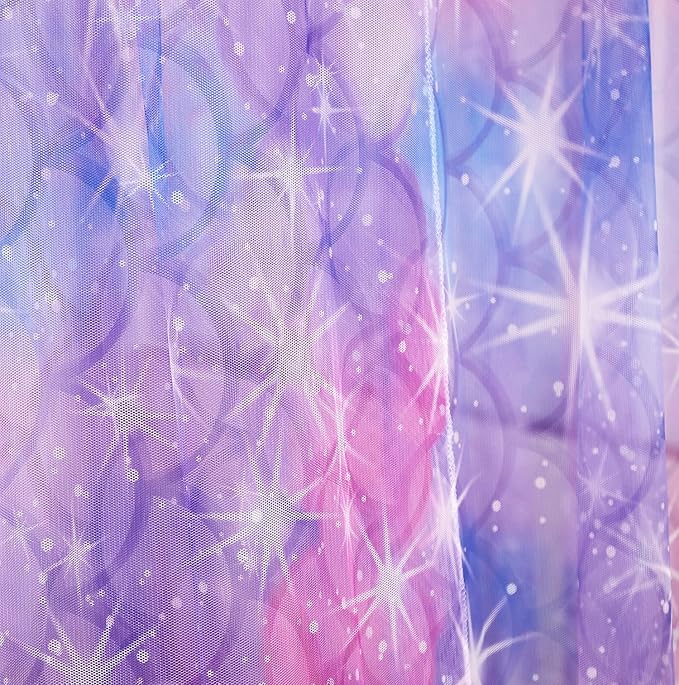 Mengersi Tie Dye Canopy Bed Curtains with Lights,Gradient Ombre Bed Canopy for Girls,Canopy for Bed Princess Bed Drapes for Girls Room Decor(Full,Purple)