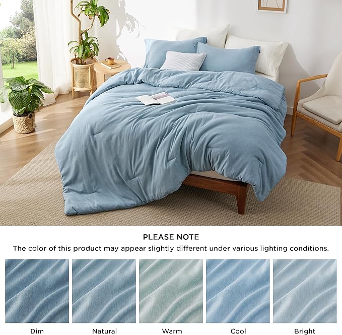 Bedsure Full Comforter Set - Storm Blue Soft Bedding for All Seasons, Cationic Dyed Bed Set, 3 Pieces, 1 Full Size Comforter (82"x86") and 2 Pillow Shams (20"x26"+2")