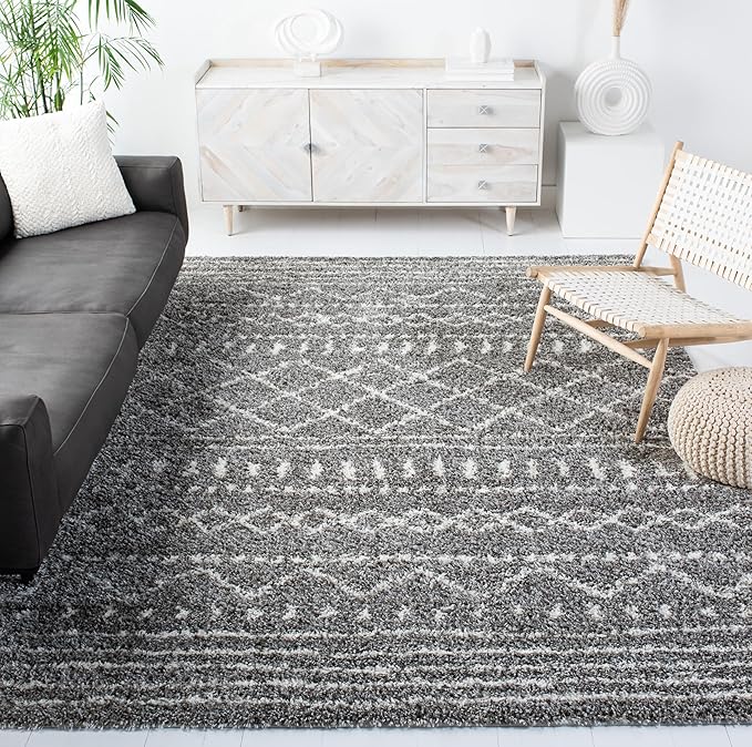SAFAVIEH Arizona Shag Collection Area Rug - 5'1" x 7'6", Brown & Ivory, Moroccan Design, Non-Shedding & Easy Care, 1.6-inch Thick Ideal for High Traffic Areas in Living Room, Bedroom (ASG741B)