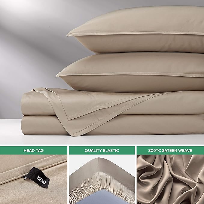 Twin XL Sheets by Pure Bamboo, Genuine 100% Organic Viscose Derived from Bamboo Bed Sheet Set, Luxuriously Soft & Cooling, Double Stitching, Lifetime Quality Promise (Twin XL, Sand)