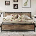 LIKIMIO King Bed Frame with Headboard and Footboard, Metal Strong Supports, Easy Assembly, Noise-Free, No Box Spring Needed, Walnut
