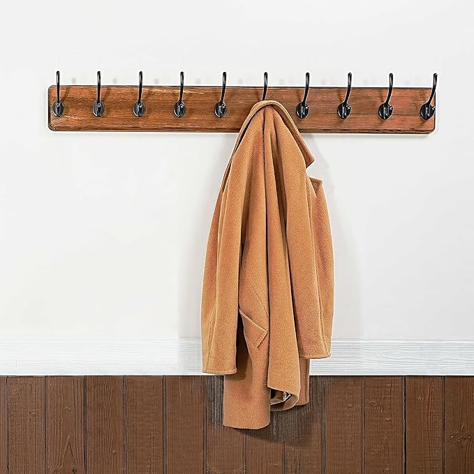 WEBI Coat Rack Wall Mount,Coat Hooks Wall Mounted,16" Hole to Hole,Rustic Large Coat Hanger Wall Hook Rack,5 Hooks for Hanging Coats,Hats,Jacket,Clothes,2 Packs