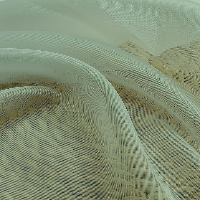 Chyhomenyc Sage Green Sheer Curtains 36 Inch Length, Short Voile Sheer Window Curtians for Small Window Bathroom Cafe Living Room, Set of 2, 42W x 36L inches, Rod Pocket,