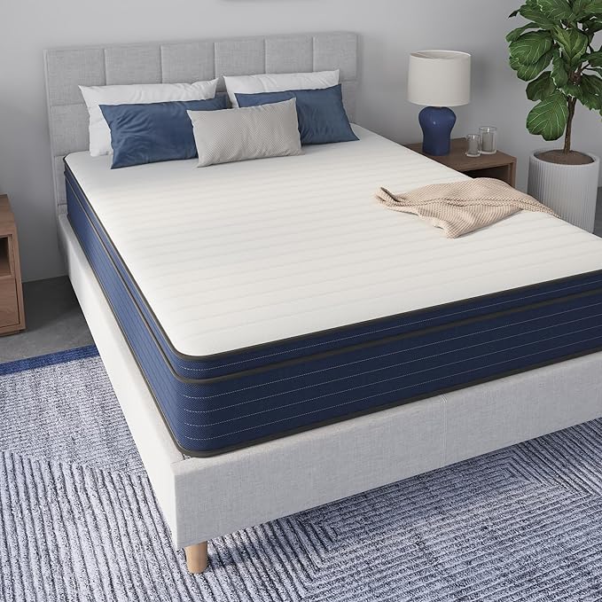 NapQueen King Size, 10 Inch New Victoria Hybrid Cooling Gel Infused Pocket Spring and Memory Foam Mattress, Bed in a Box, CertiPUR-US Certified