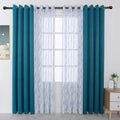 BONZER Mix and Match Curtains - 2 Pieces Branch Print Sheer Curtains and 2 Pieces Blackout Curtains for Bedroom Living Room Grommet Window Drapes, 54x84 Inch/Panel, Teal, Set of 4 Panels