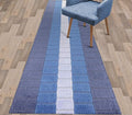 Custom Size Coastal Nautical Style Runner Rug Carpet for Hallway Entryway, Slip Resistant Latex Rubber Backed, 31 inch Wide X Customized Length, Squares Blue, 31 inch X 40 feet