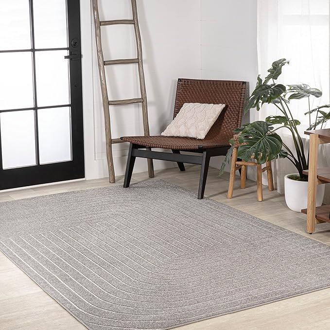 Eyely NCS101B-3 Scandinavian Odense Minimalist Angle Geometric Indoor Area Rug, Modern, Contemporary, Coastal, Bohemian, Bedroom, Kitchen, Living Room, Non Shedding, Gray/Ivory, 3' x 5'