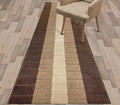 Custom Size Modern Geometric Pattern Carpet Runner Rug for Hallways, Slip Resistant Latex Rubber Backed, 31 inch Wide X Customized Length, Squares Brown, 31 inch X 10 feet