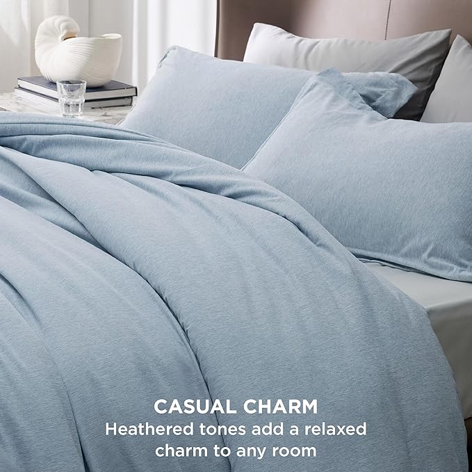 Bedsure Twin/Twin XL Comforter Set - Light Blue Soft Bedding for All Seasons, Cationic Dyed Bed Set, 2 Pieces, 1 Twin Size Comforter (68"x88") and 1 Pillow Sham (20"x26"+2")
