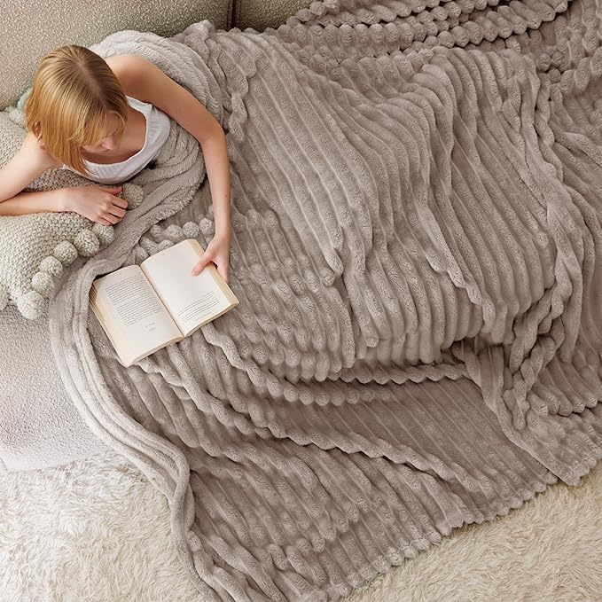 Bedsure GentleSoft Mocha Meringue Fleece Blanket for Couch - Cozy Soft Blankets for Women, Cute Small Throws for Girls, 108x90 Inches