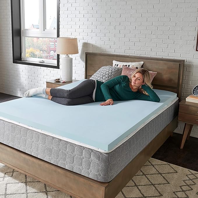 Sealy TrueForm 2" Memory Foam Mattress Topper, King, Blue