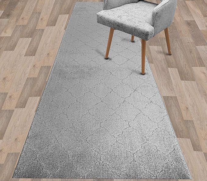 Custom Size Modern Runner Rug Carpet for Hallway Entryway Foyer Kitchen, Slip Resistant Latex Rubber Backed 31 inch Wide X Customized Length, Clouds Grey, 31 inch X 32 feet