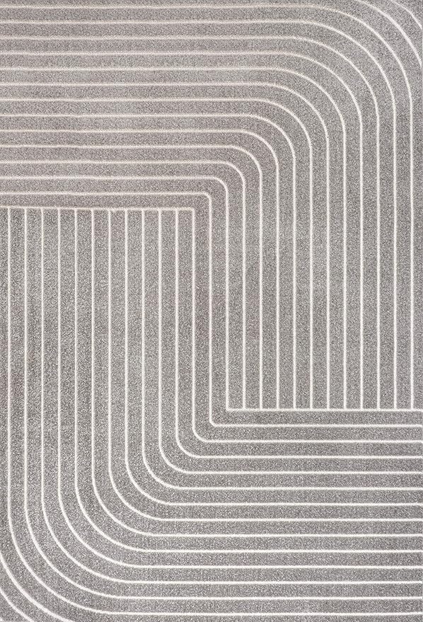 Eyely NCS101B-4 Scandinavian Odense Minimalist Angle Geometric Indoor Area Rug, Modern, Contemporary, Coastal, Bohemian, Bedroom, Kitchen, Living Room, Non Shedding, Gray/Ivory, 4' x 6'