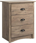 Prepac Salt Spring Rustic Tall Nightstand Side Table with 3 Drawers, Farmhouse Tall 3-Drawer Bedside Table 16" D x 23" W x 29" H, Drifted Gray, DDC-2403