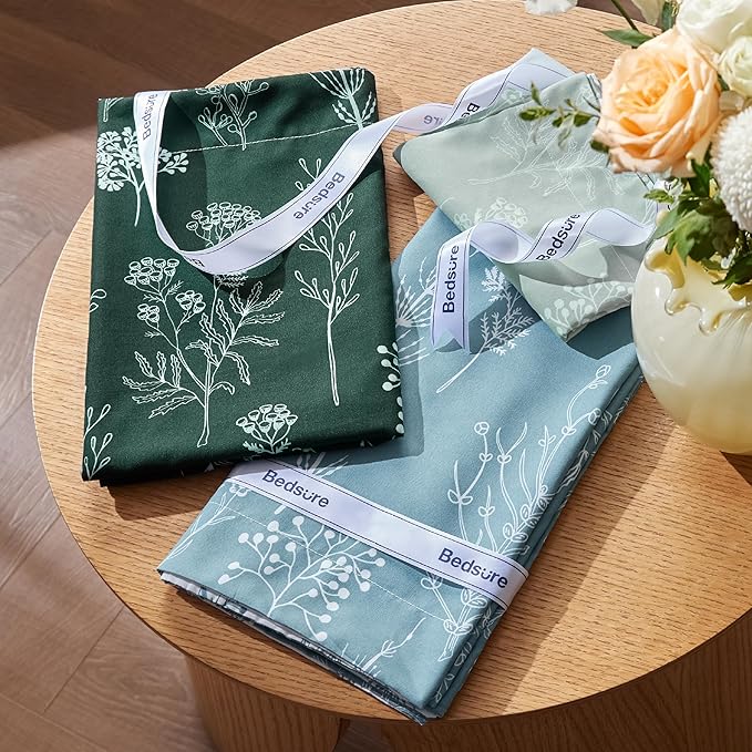 Bedsure Twin/Twin XL Comforter Set - Emerald Bed Set, 2 Pieces Cute Floral Bedding, 1 Soft Reversible Botanical Flowers Comforter and 1 Pillow Sham