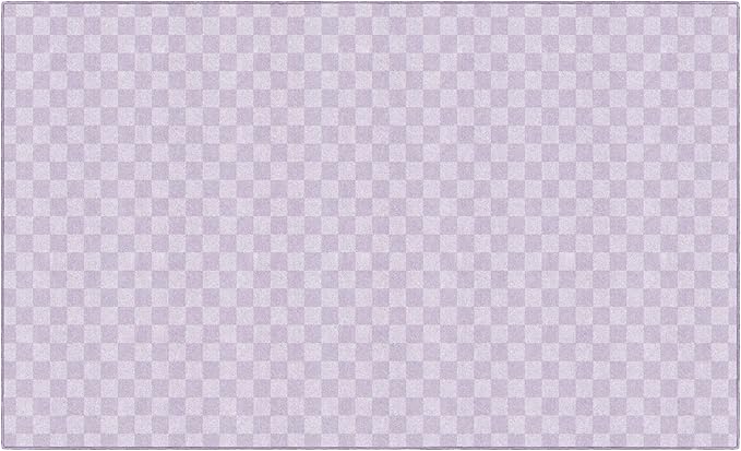 Flagship Carpets Schoolgirl Style Lavender Checkerboard Educational Area Rug for Kids Room Seating Décor, Children's Classroom, Play Carpet for Teaching and Playroom, 7'6" x 12', Purple