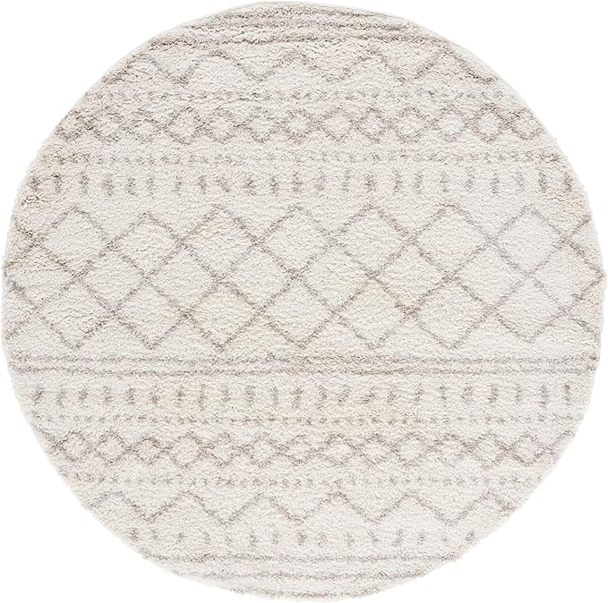 SAFAVIEH Arizona Shag Collection Area Rug - 5' x 8' Oval, Ivory & Beige, Moroccan Design, Non-Shedding & Easy Care, 1.6-inch Thick, Ideal for The Living Room, Dining, Bedroom (ASG741A)